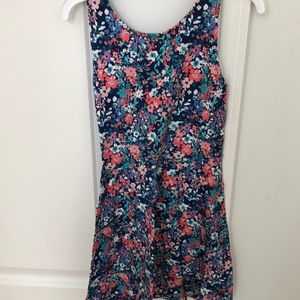 Girls S/P (6-7) blue & coral v-back dress